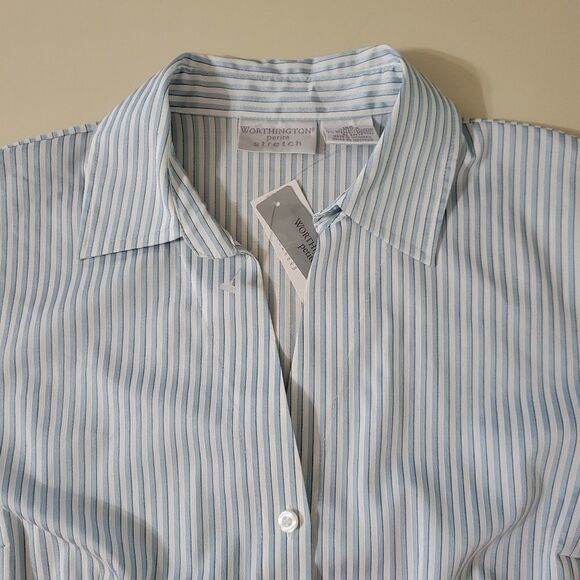 Worthington Women's Long Sleeve Stripe Button-Down Shirt - Picture 7 of 13